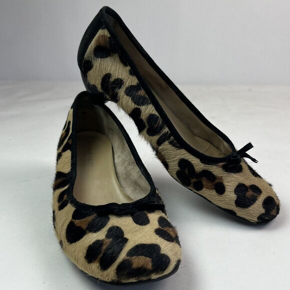 Nine West Leopard Print Calf Hair heel Ballet Pump 8 Cheetah Vtg Y2K Preppy Shoe - Picture 8 of 14